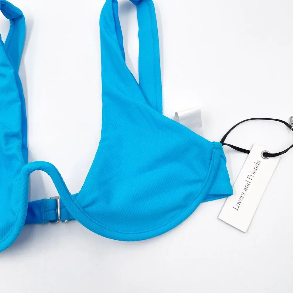 Lovers & Friends Call To Me Bikini Top Bright‎ Blue Underwire Swimsuit Sz XXS - Picture 5 of 7